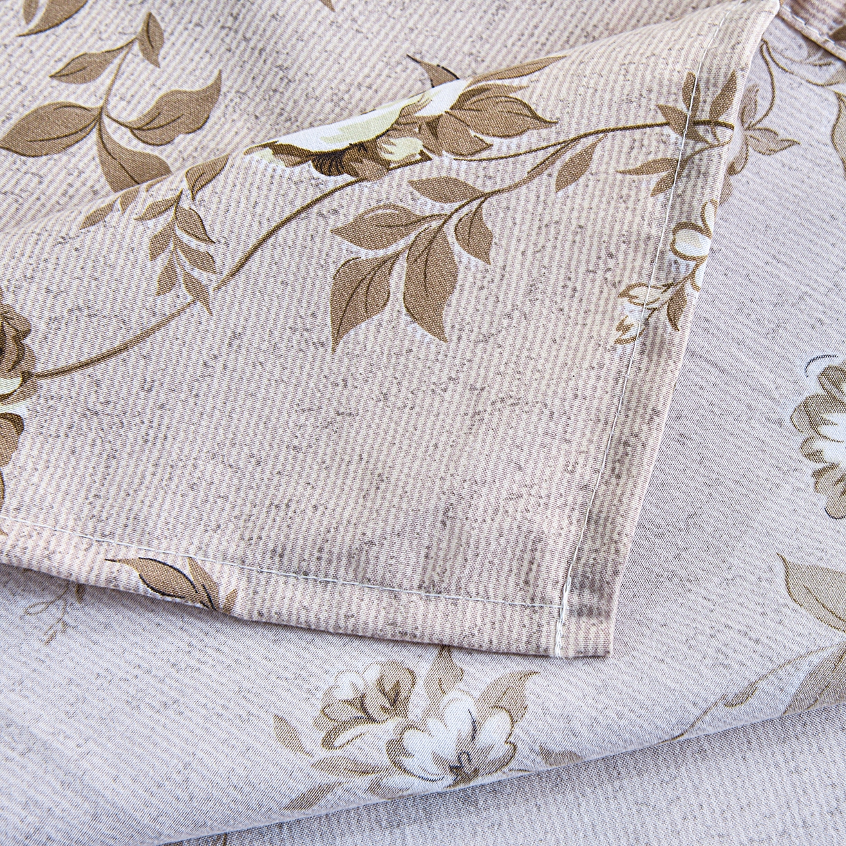 91家纺网 家纺一手货源 找家纺 小雨家纺 2026新款云锦棉韩版印花四件套系列 花屿9055咖拿铁棕