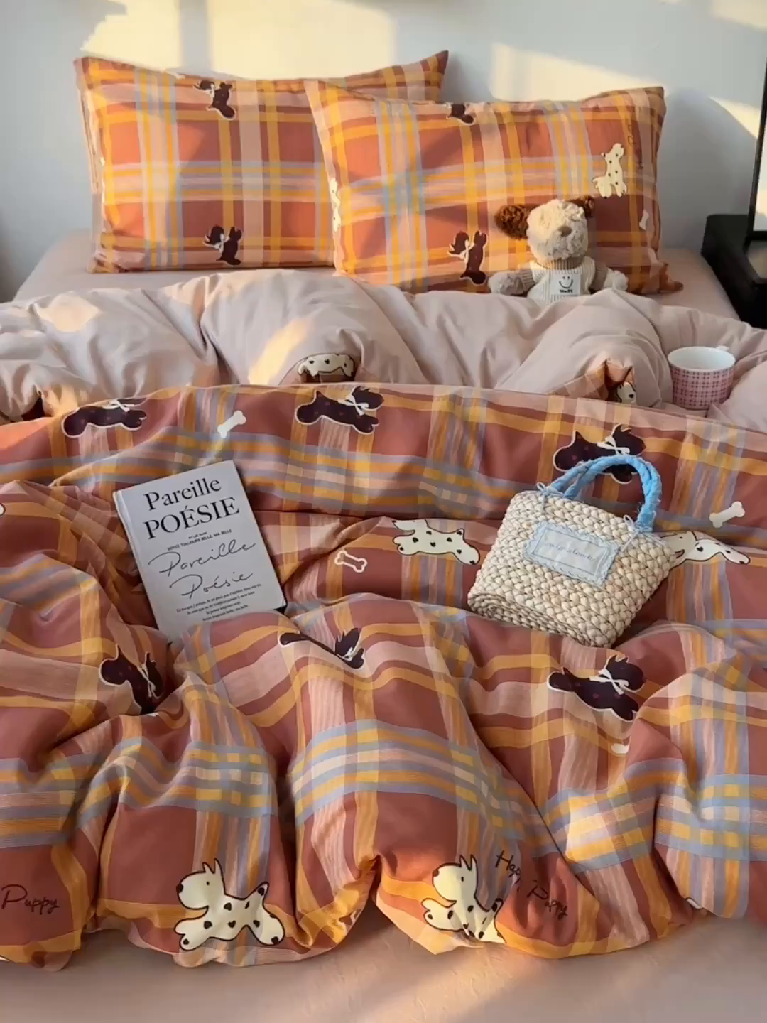 91家纺网 家纺一手货源 找家纺 沐芷 2026 【提供买家秀】水洗棉四件套A类简约小清新床上用品床笠款被套床单三件套被罩卡通可爱 趣跑