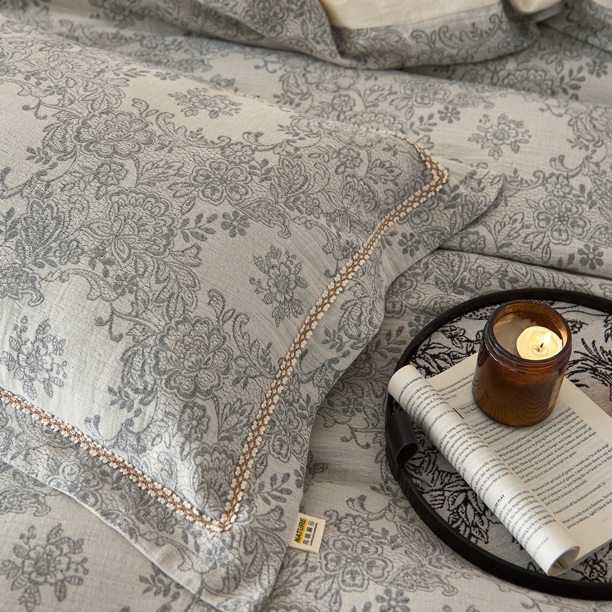 91家纺网 家纺一手货源 找家纺 （总）莱豫家纺 2026新款A类亚麻棉麻色织提花工艺款四件套