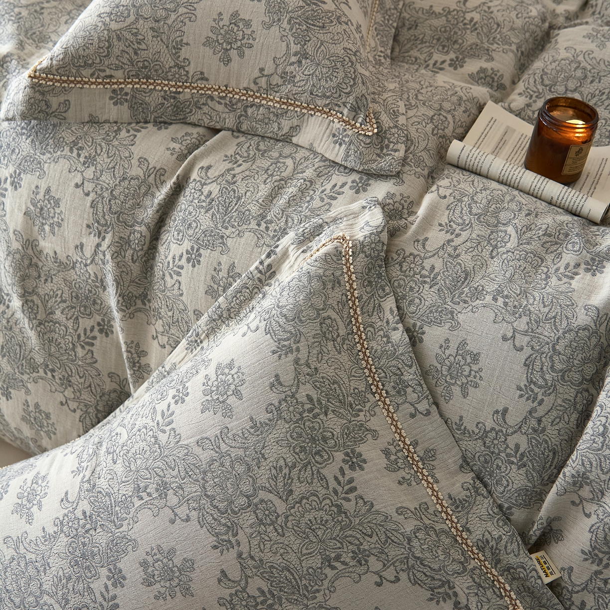 91家纺网 家纺一手货源 找家纺 （总）莱豫家纺 2026新款A类亚麻棉麻色织提花工艺款四件套