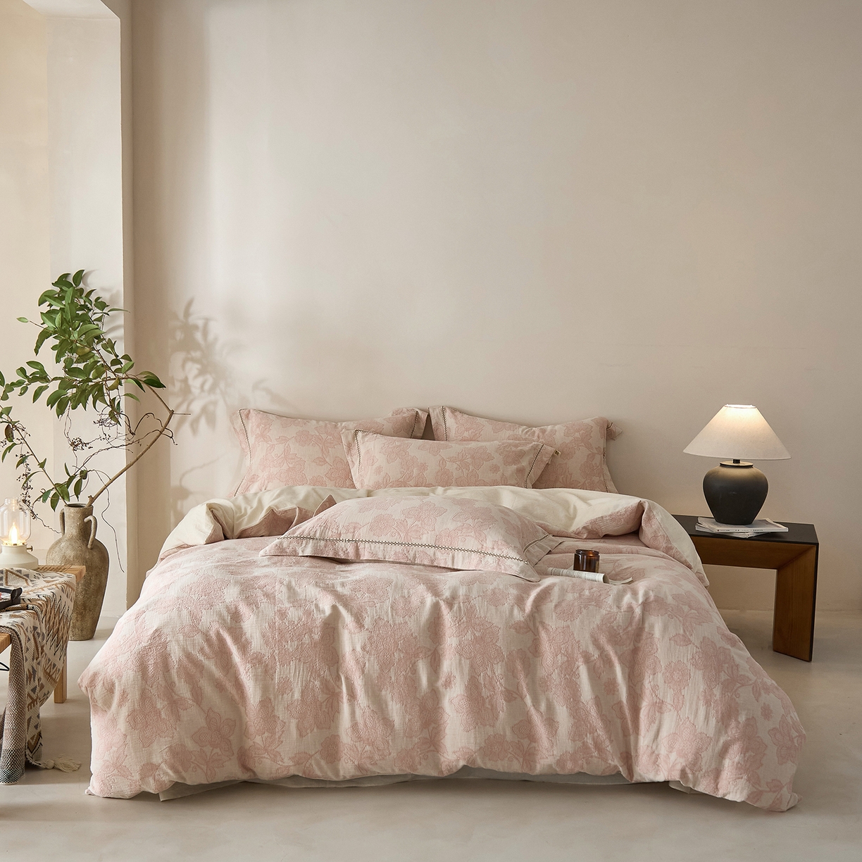 91家纺网 家纺一手货源 找家纺 （总）莱豫家纺 2026新款A类亚麻棉麻色织提花工艺款四件套