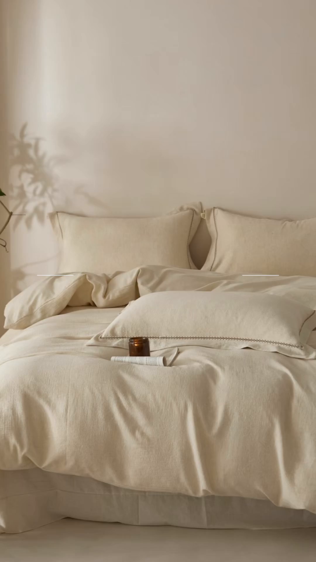 91家纺网 家纺一手货源 找家纺 莱豫家纺 2026新款A类亚麻棉麻色织提花工艺款四件套 梨月白 原色