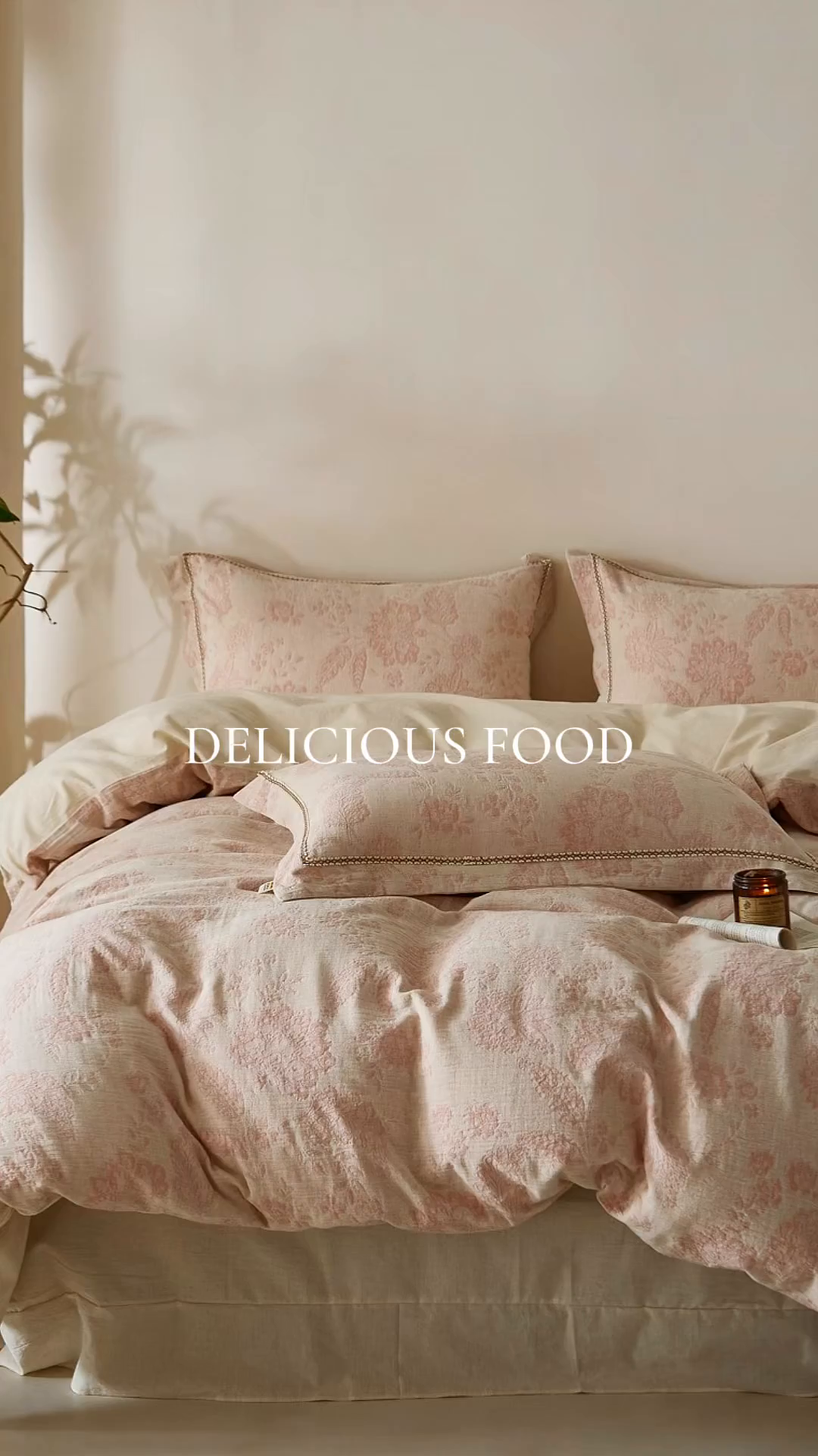 91家纺网 家纺一手货源 找家纺 莱豫家纺 2026新款A类亚麻棉麻色织提花工艺款四件套 樱花调粉