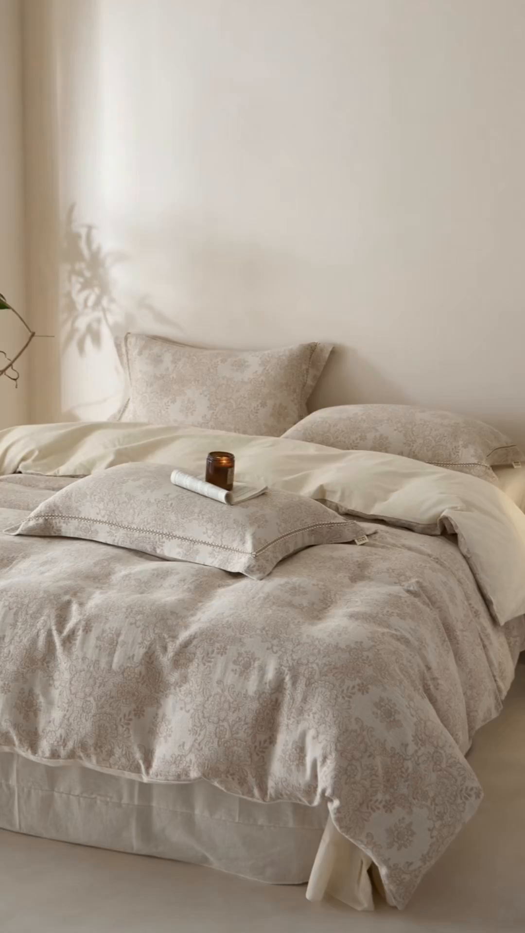 91家纺网 家纺一手货源 找家纺 莱豫家纺 2026新款A类亚麻棉麻色织提花工艺款四件套 长相思咖