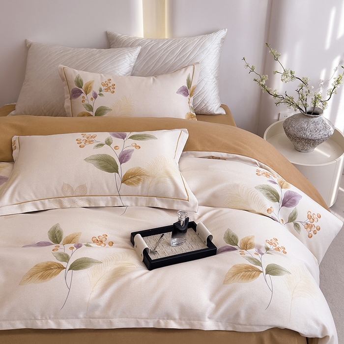 91家纺网 家纺一手货源 找家纺 遇安家纺 2026新款全棉活性印花四件套 清欢