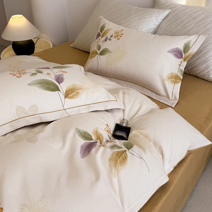 91家纺网 家纺一手货源 找家纺 遇安家纺 2026新款全棉活性印花四件套 清欢