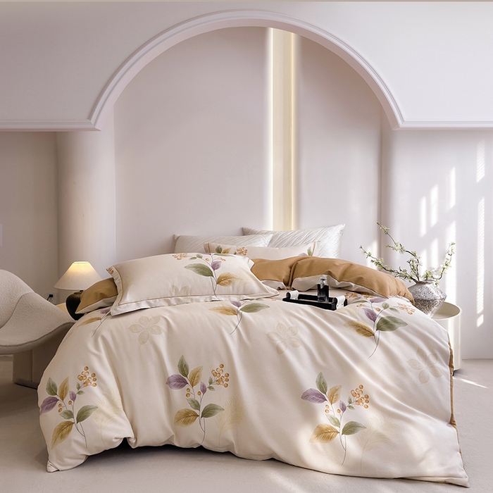 91家纺网 家纺一手货源 找家纺 遇安家纺 2026新款全棉活性印花四件套 清欢