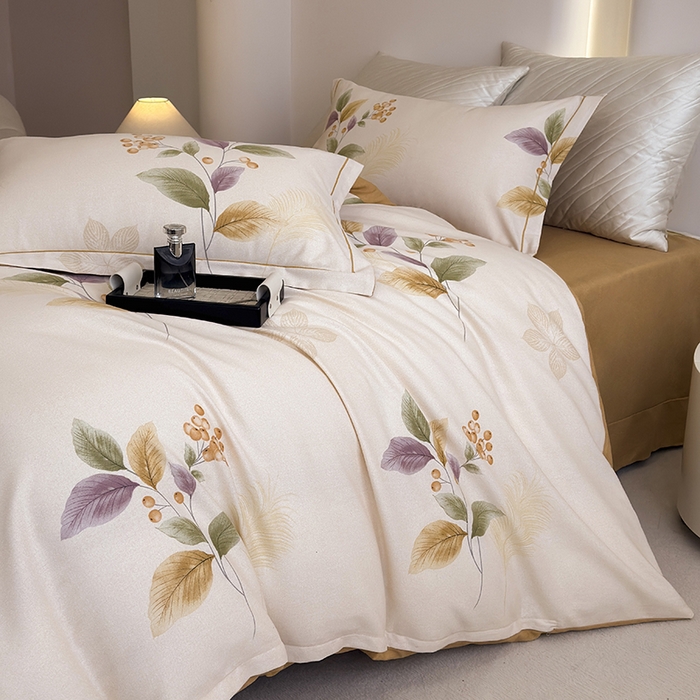 91家纺网 家纺一手货源 找家纺 遇安家纺 2026新款全棉活性印花四件套 清欢