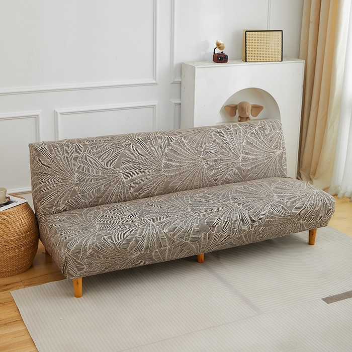 91家纺网 家纺一手货源 找家纺 逐日沙发套 2026新款牛奶丝印花-沙发床套 扇叶咖