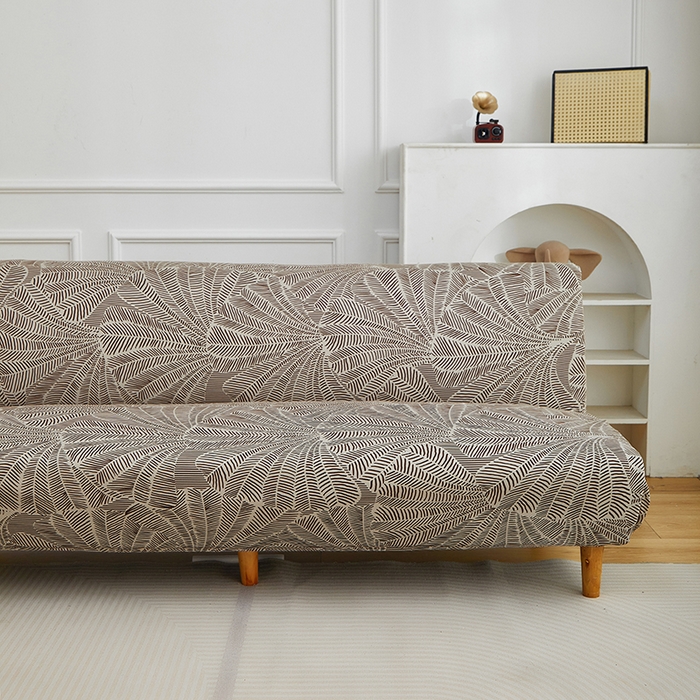 91家纺网 家纺一手货源 找家纺 逐日沙发套 2026新款牛奶丝印花-沙发床套 扇叶咖