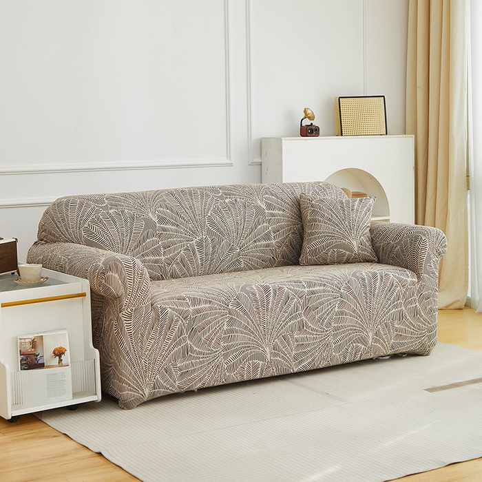 91家纺网 家纺一手货源 找家纺 逐日沙发套 2026新款牛奶丝印花-沙发套 扇叶咖