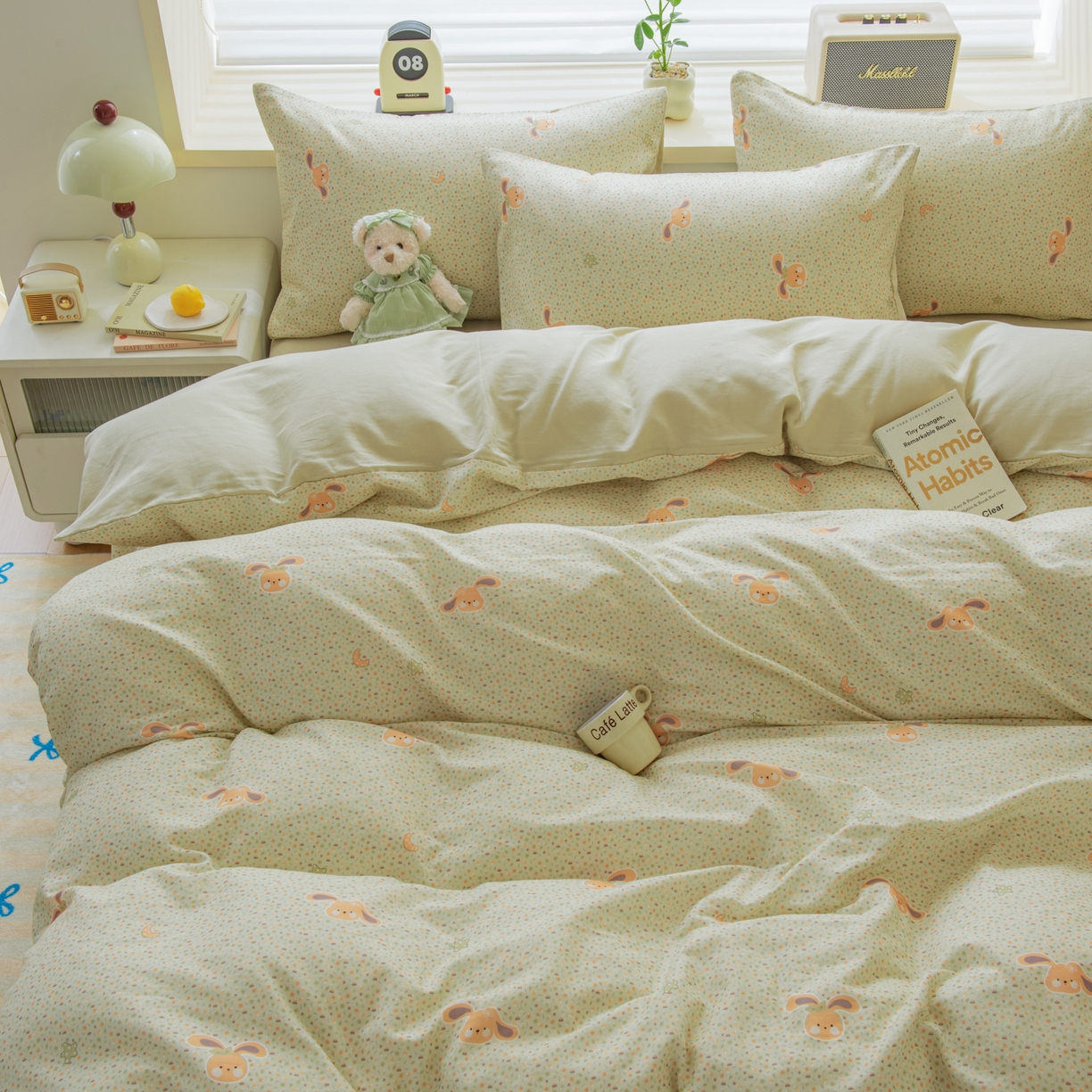 91家纺网 家纺一手货源 找家纺 雯雨家纺 2026春夏新款A类全棉有氧双层纱印花简约款四件套 梦香小筑