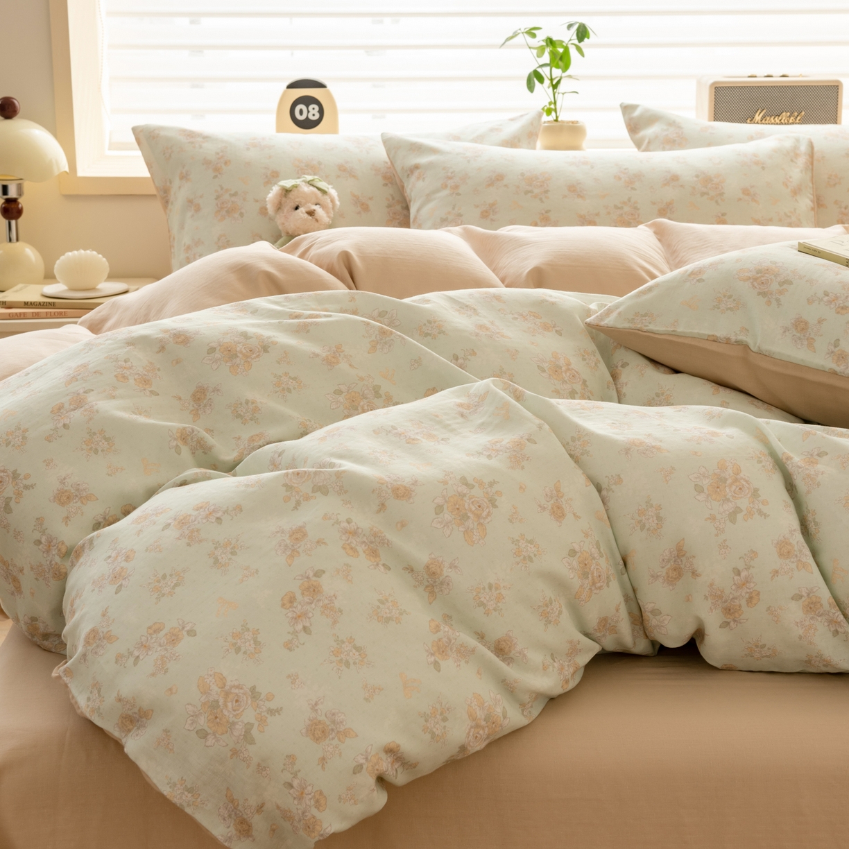 91家纺网 家纺一手货源 找家纺 雯雨家纺 2026春夏新款A类全棉有氧双层纱印花简约款四件套 南法庄园