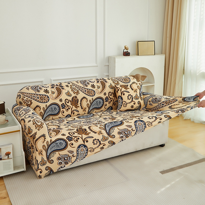 91家纺网 家纺一手货源 找家纺 逐日沙发套 2026新款牛奶丝印花-沙发套 腰果花