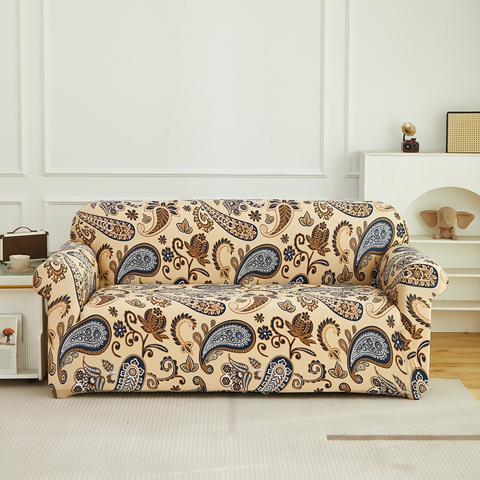 91家纺网 家纺一手货源 找家纺 逐日沙发套 2026新款牛奶丝印花-沙发套 腰果花