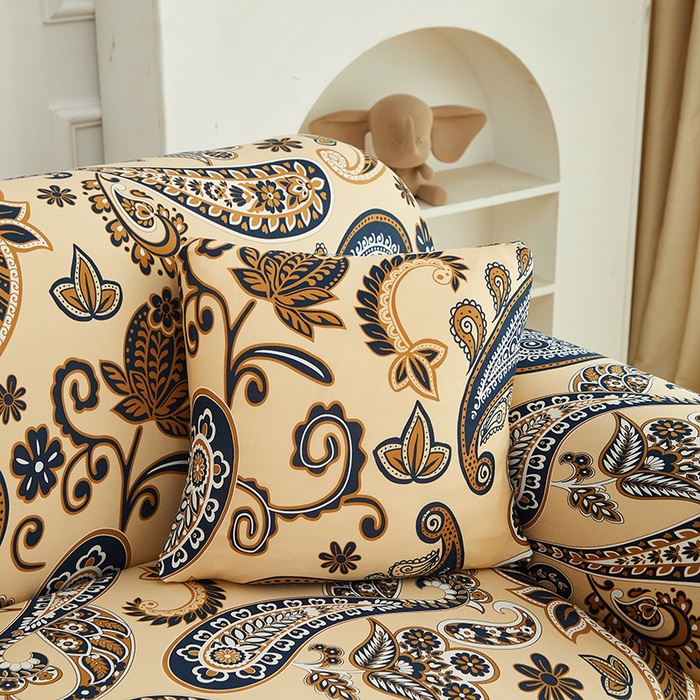 91家纺网 家纺一手货源 找家纺 逐日沙发套 2026新款牛奶丝印花-沙发套 腰果花