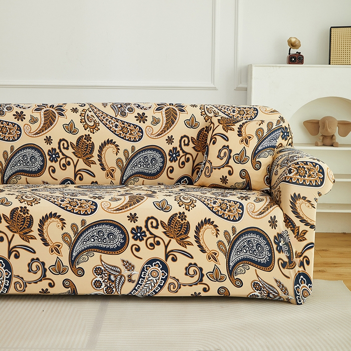 91家纺网 家纺一手货源 找家纺 逐日沙发套 2026新款牛奶丝印花-沙发套 腰果花