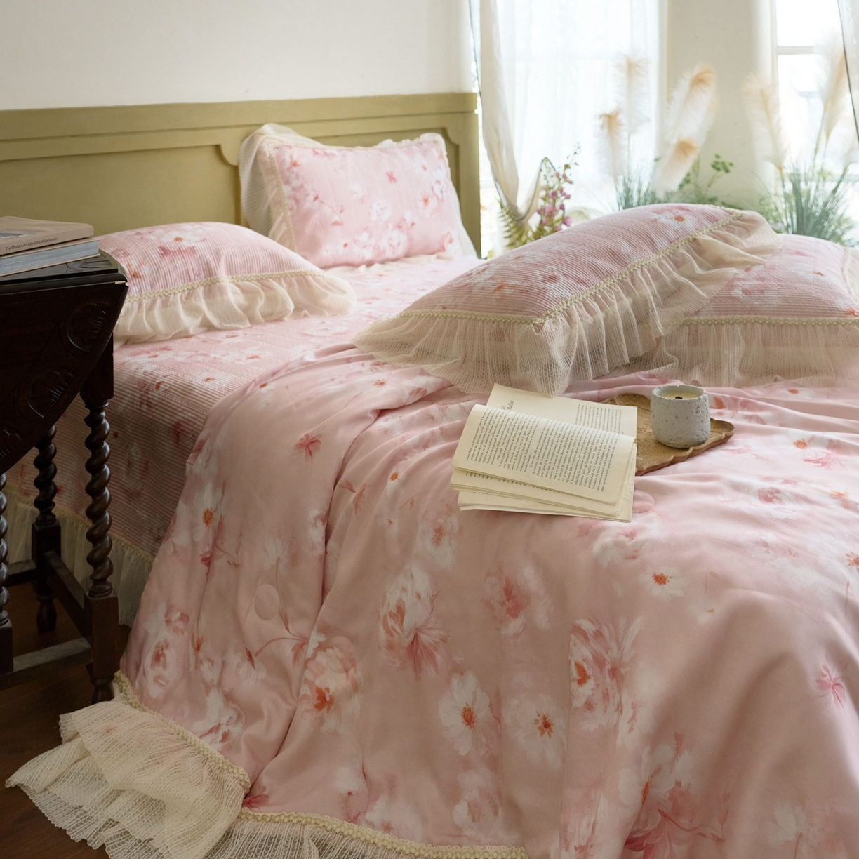 91家纺网 家纺一手货源 找家纺 （总）源舜家纺 2026新款莱赛尔天丝床盖三件套夏被四件套