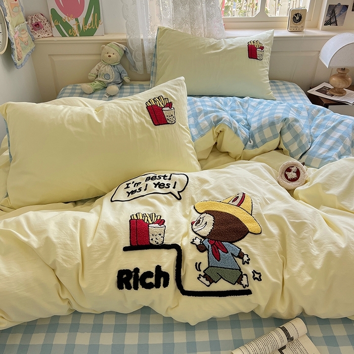 91家纺网 家纺一手货源 找家纺 （总）曼谷家纺 2025新款软糯毛巾绣水洗棉四件套