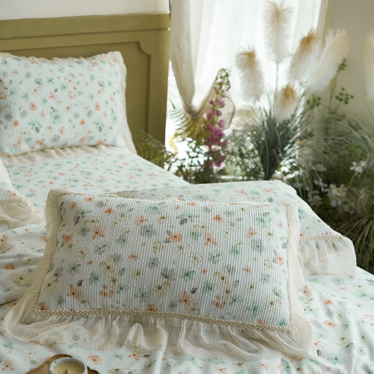 91家纺网 家纺一手货源 找家纺 源舜家纺 2026新款莱赛尔天丝床盖三件套夏被四件套 椿野