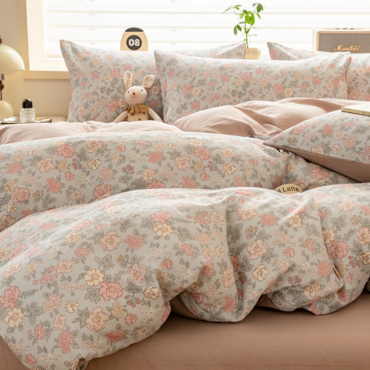 91家纺网 家纺一手货源 找家纺 雯雨家纺 2026春夏新款A类全棉有氧双层纱印花简约款四件套 香水繁花-兰