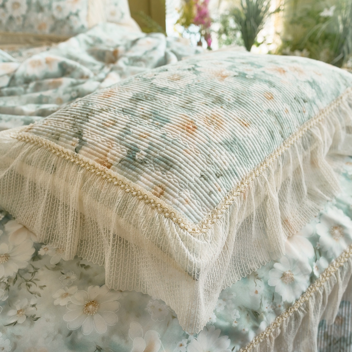 91家纺网 家纺一手货源 找家纺 源舜家纺 2026新款莱赛尔天丝床盖三件套夏被四件套 花涧