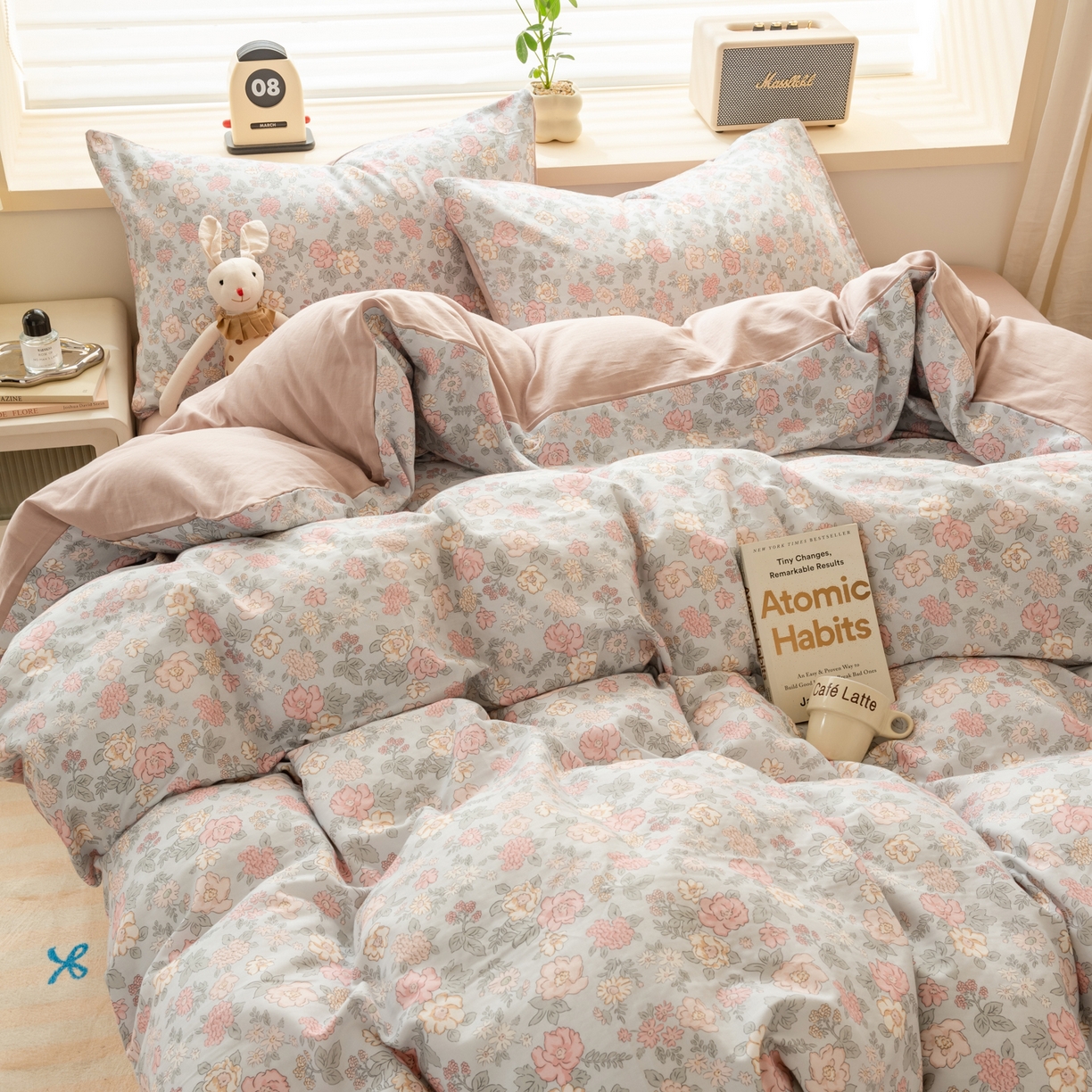 91家纺网 家纺一手货源 找家纺 雯雨家纺 2026春夏新款A类全棉有氧双层纱印花简约款四件套 香水繁花-兰