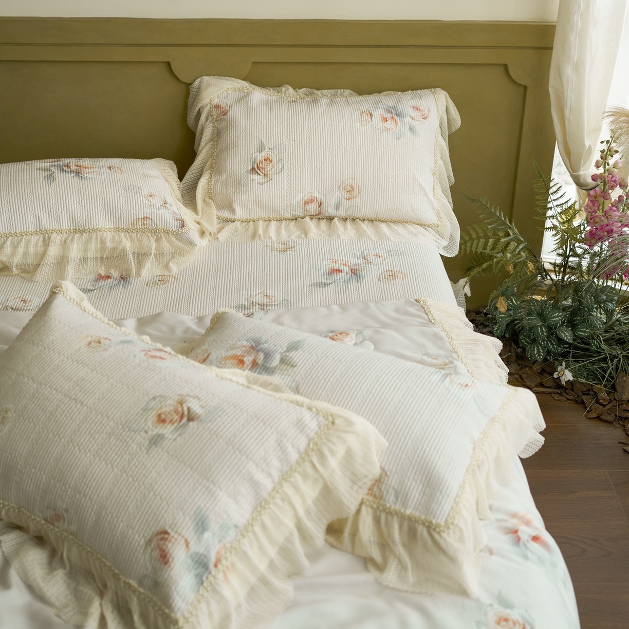 91家纺网 家纺一手货源 找家纺 源舜家纺 2026新款莱赛尔天丝床盖三件套夏被四件套 茉妍