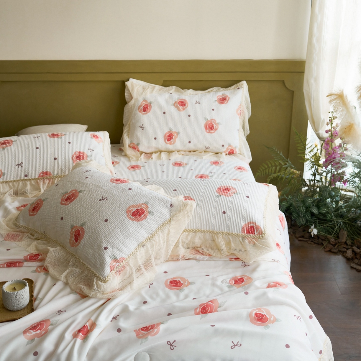 91家纺网 家纺一手货源 找家纺 源舜家纺 2026新款莱赛尔天丝床盖三件套夏被四件套 慕夏