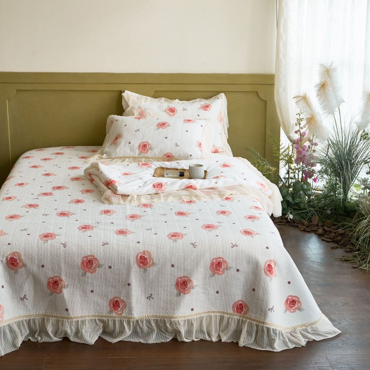 91家纺网 家纺一手货源 找家纺 源舜家纺 2026新款莱赛尔天丝床盖三件套夏被四件套 慕夏