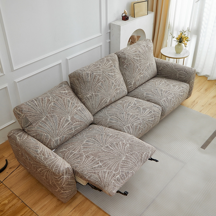 91家纺网 家纺一手货源 找家纺 逐日沙发套 2026新款牛奶丝印花-芝华仕 扇叶咖