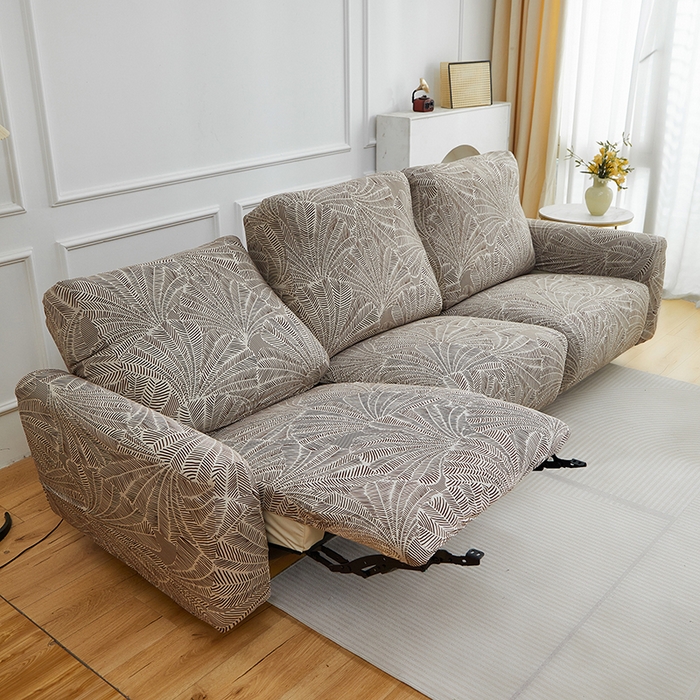 91家纺网 家纺一手货源 找家纺 逐日沙发套 2026新款牛奶丝印花-芝华仕 扇叶咖