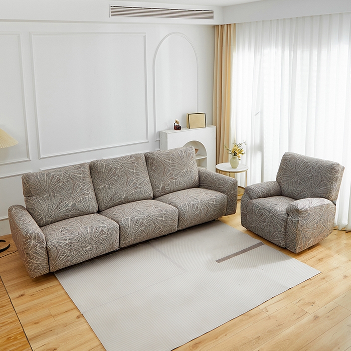 91家纺网 家纺一手货源 找家纺 逐日沙发套 2026新款牛奶丝印花-芝华仕 扇叶咖