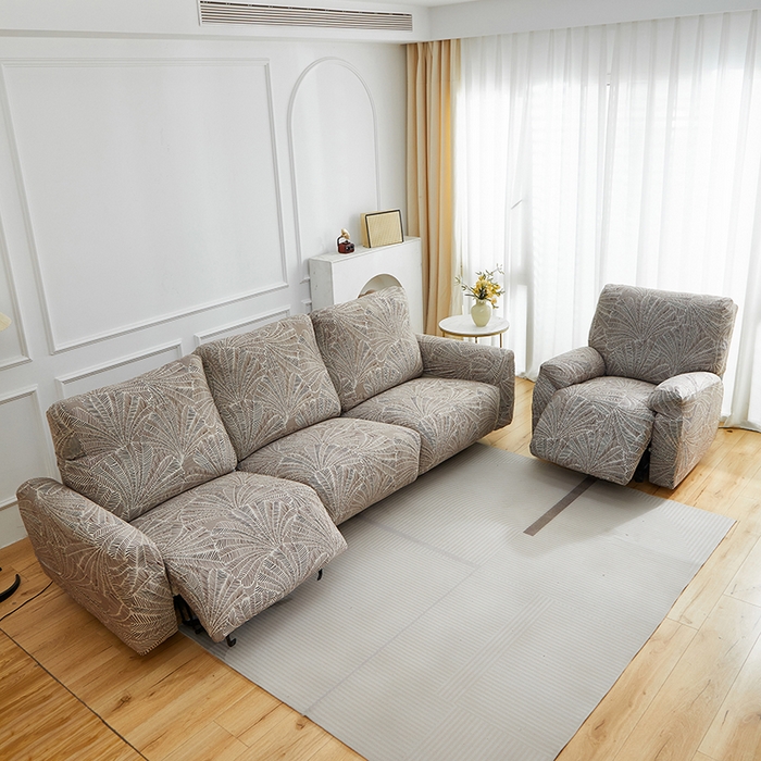 91家纺网 家纺一手货源 找家纺 逐日沙发套 2026新款牛奶丝印花-芝华仕 扇叶咖