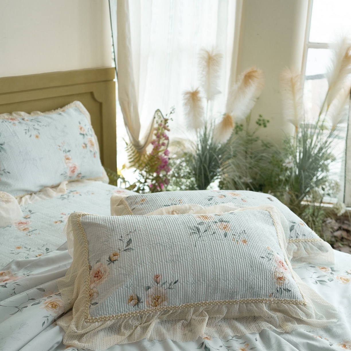 91家纺网 家纺一手货源 找家纺 源舜家纺 2026新款莱赛尔天丝床盖三件套夏被四件套 素瑾