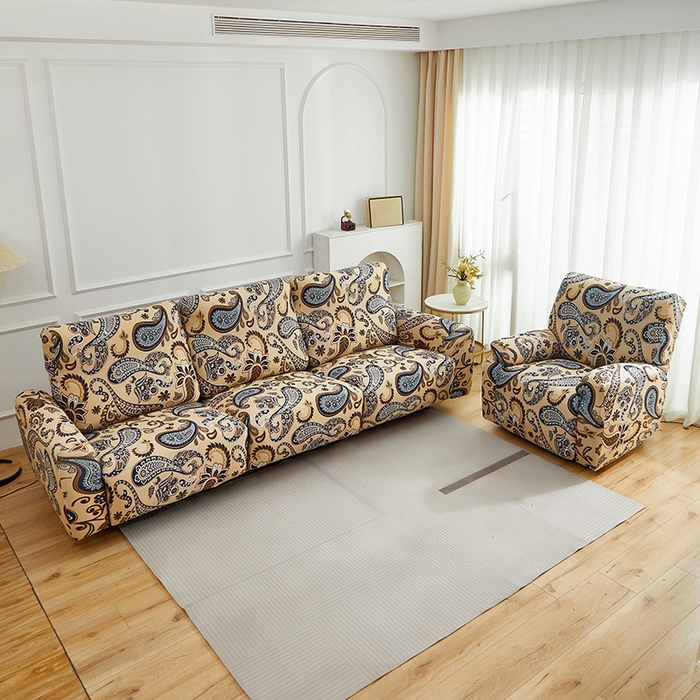 91家纺网 家纺一手货源 找家纺 逐日沙发套 2026新款牛奶丝印花-芝华仕 腰果花