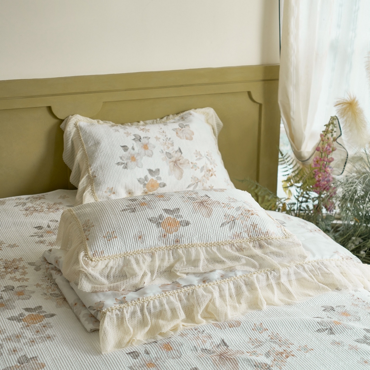 91家纺网 家纺一手货源 找家纺 源舜家纺 2026新款莱赛尔天丝床盖三件套夏被四件套 香榭