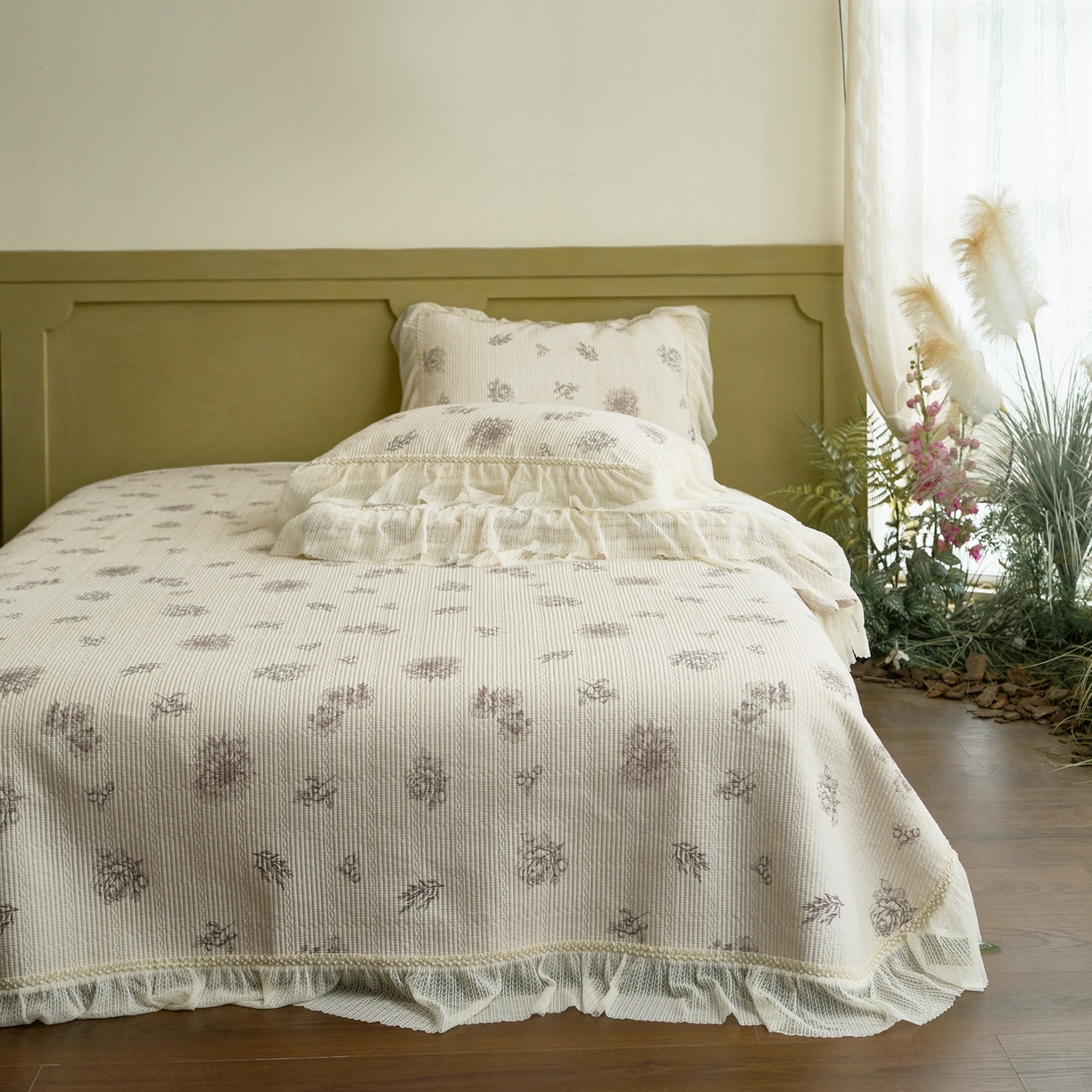 91家纺网 家纺一手货源 找家纺 源舜家纺 2026新款莱赛尔天丝床盖三件套夏被四件套 紫谣