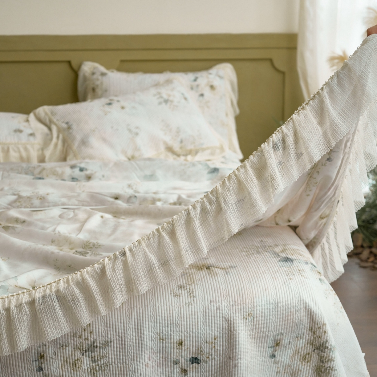 91家纺网 家纺一手货源 找家纺 源舜家纺 2026新款莱赛尔天丝床盖三件套夏被四件套 薇澜