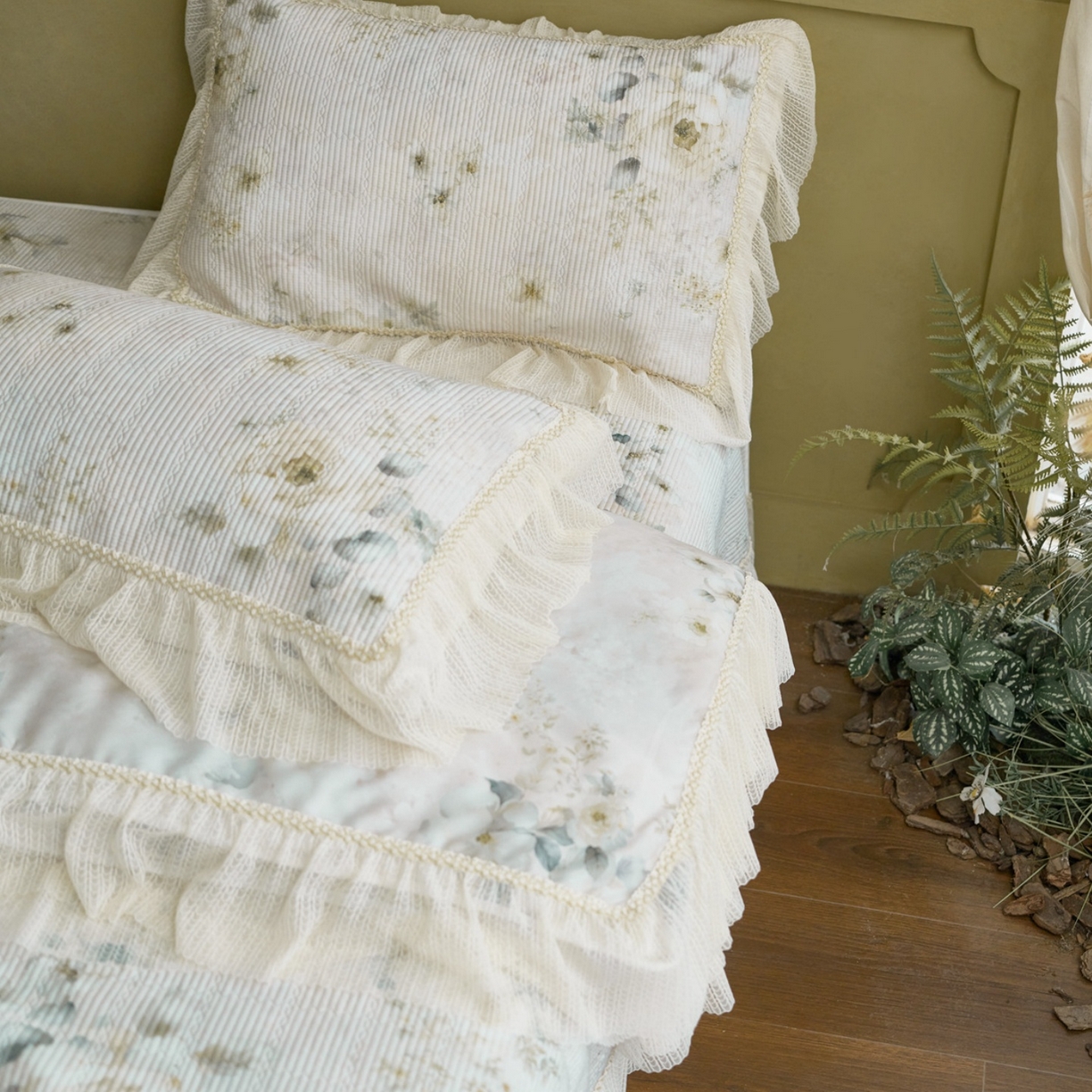 91家纺网 家纺一手货源 找家纺 源舜家纺 2026新款莱赛尔天丝床盖三件套夏被四件套 薇澜