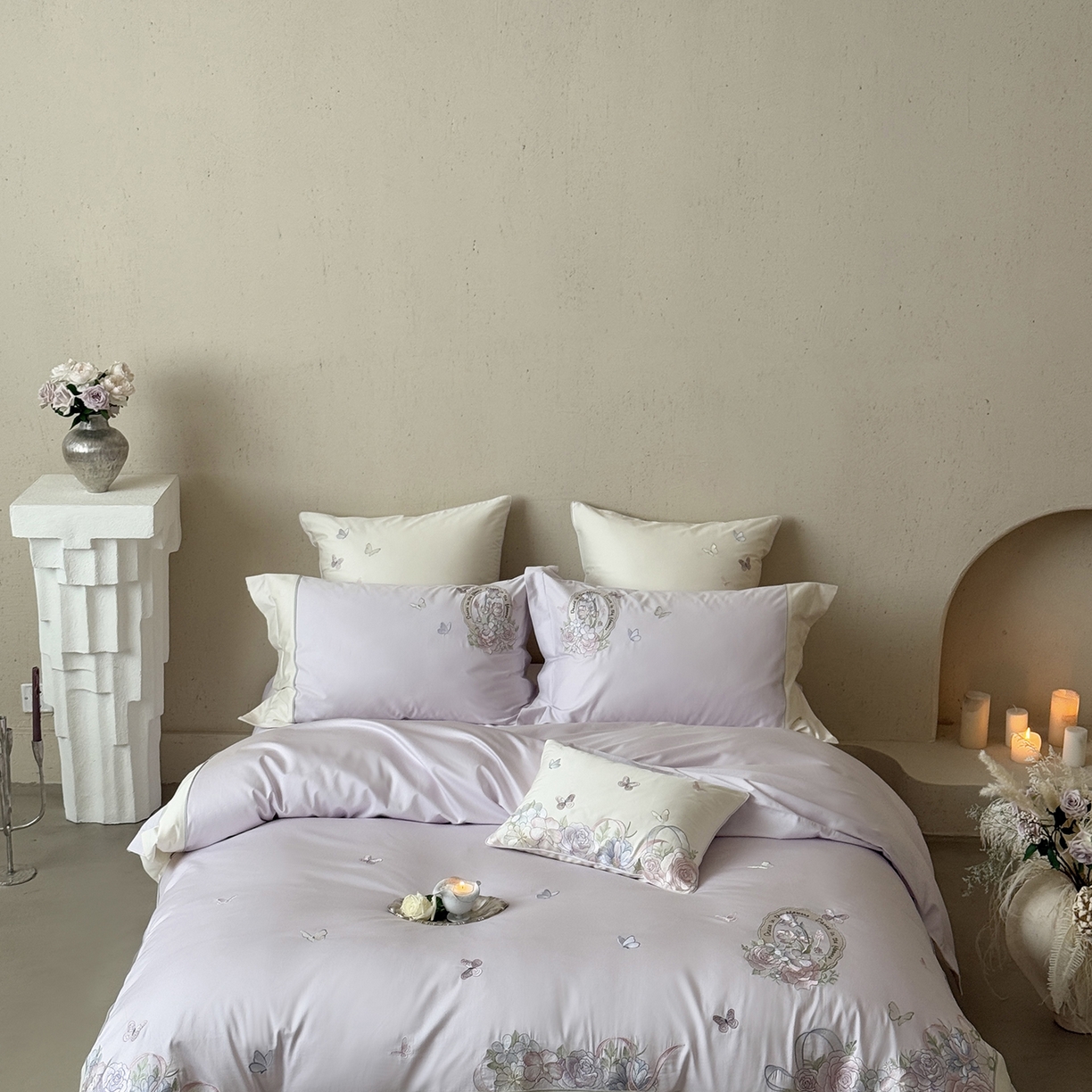 91家纺网 家纺一手货源 找家纺 MIU缪家居 2026新款亲肤舒适100支全棉四件套-爱丽丝梦境（基础控价431，券后控价388） 爱丽丝梦境-梦境紫