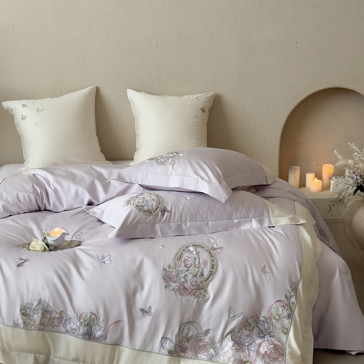 91家纺网 家纺一手货源 找家纺 MIU缪家居 2026新款亲肤舒适100支全棉四件套-爱丽丝梦境（基础控价431，券后控价388） 爱丽丝梦境-梦境紫