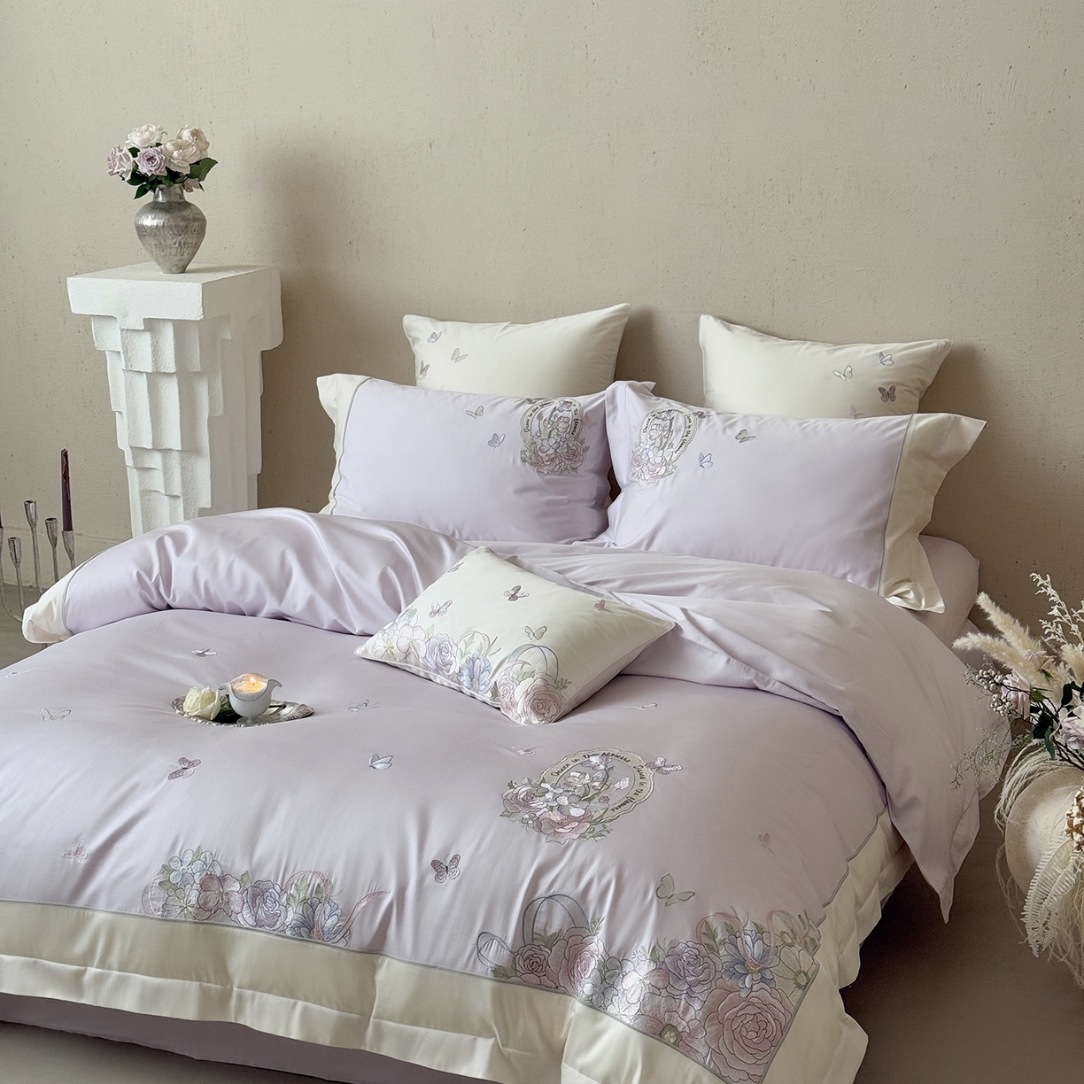 MIU缪家居 2026新款亲肤舒适100支全棉四件套-爱丽丝梦境（基础控价431，券后控价388） 爱丽丝梦境-梦境紫