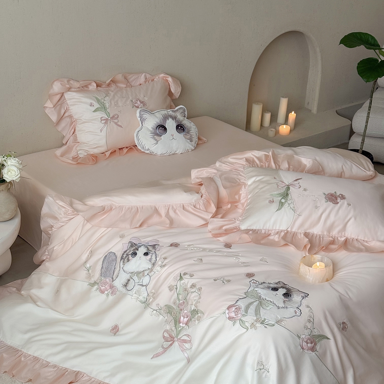 91家纺网 家纺一手货源 找家纺 （总）MIU缪家居 2026新款亲肤舒适100支全棉四件套-铃兰喵（基础控价431，券后控价388）