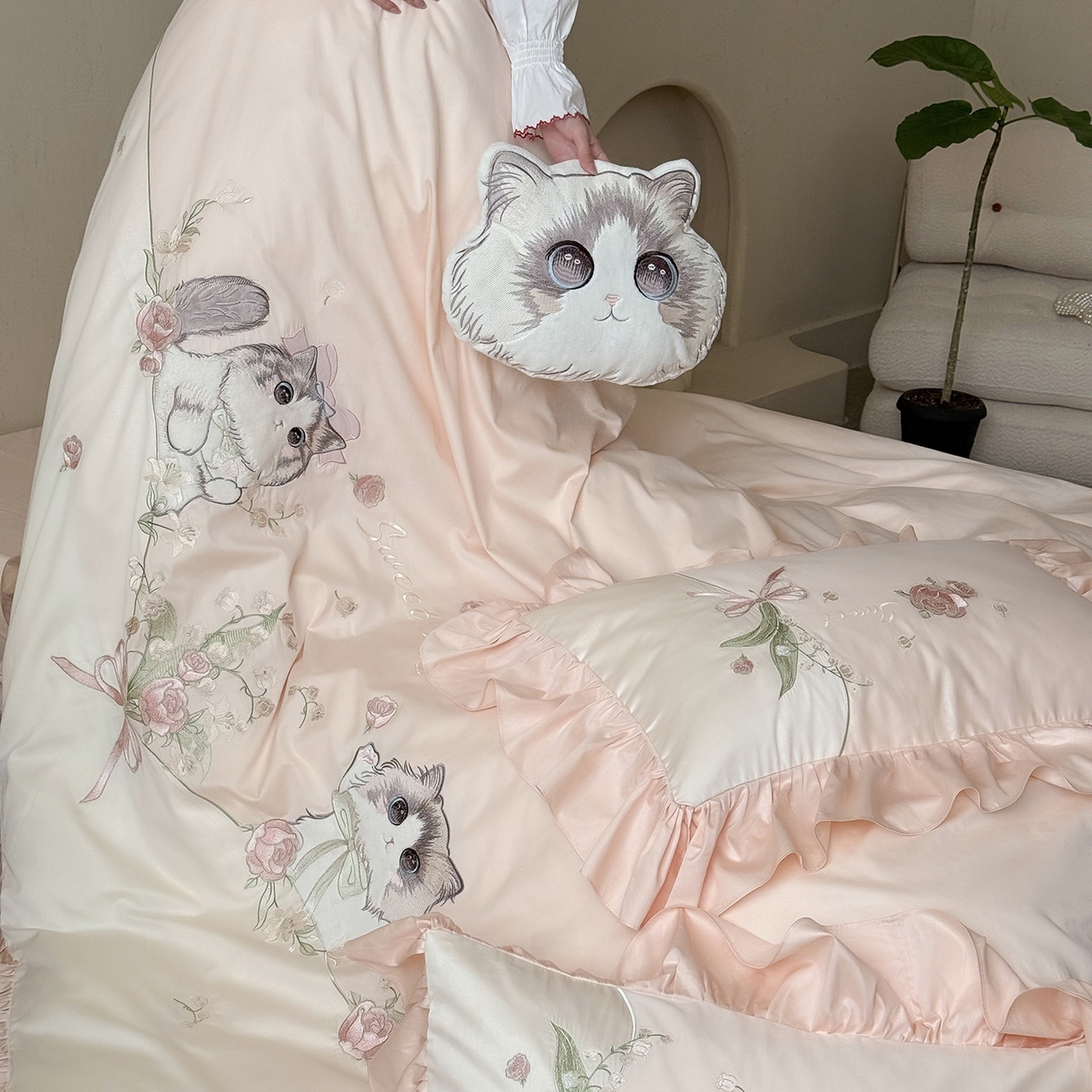 91家纺网 家纺一手货源 找家纺 （总）MIU缪家居 2026新款亲肤舒适100支全棉四件套-铃兰喵（基础控价431，券后控价388）