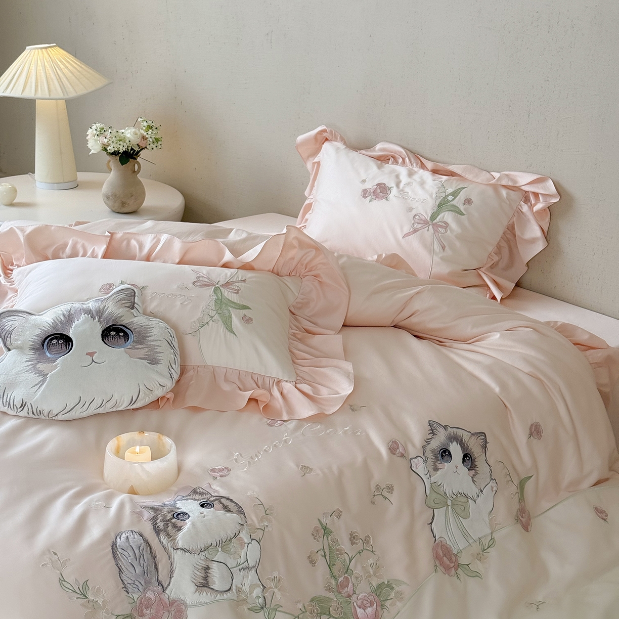 91家纺网 家纺一手货源 找家纺 （总）MIU缪家居 2026新款亲肤舒适100支全棉四件套-铃兰喵（基础控价431，券后控价388）