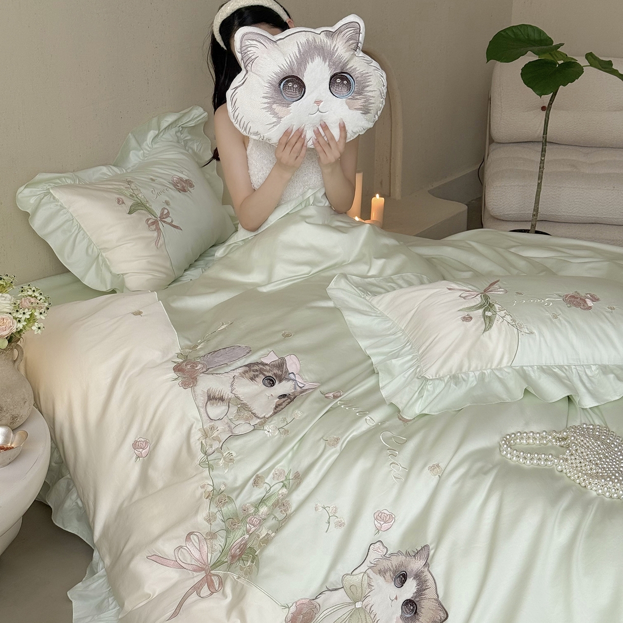 91家纺网 家纺一手货源 找家纺 （总）MIU缪家居 2026新款亲肤舒适100支全棉四件套-铃兰喵（基础控价431，券后控价388）