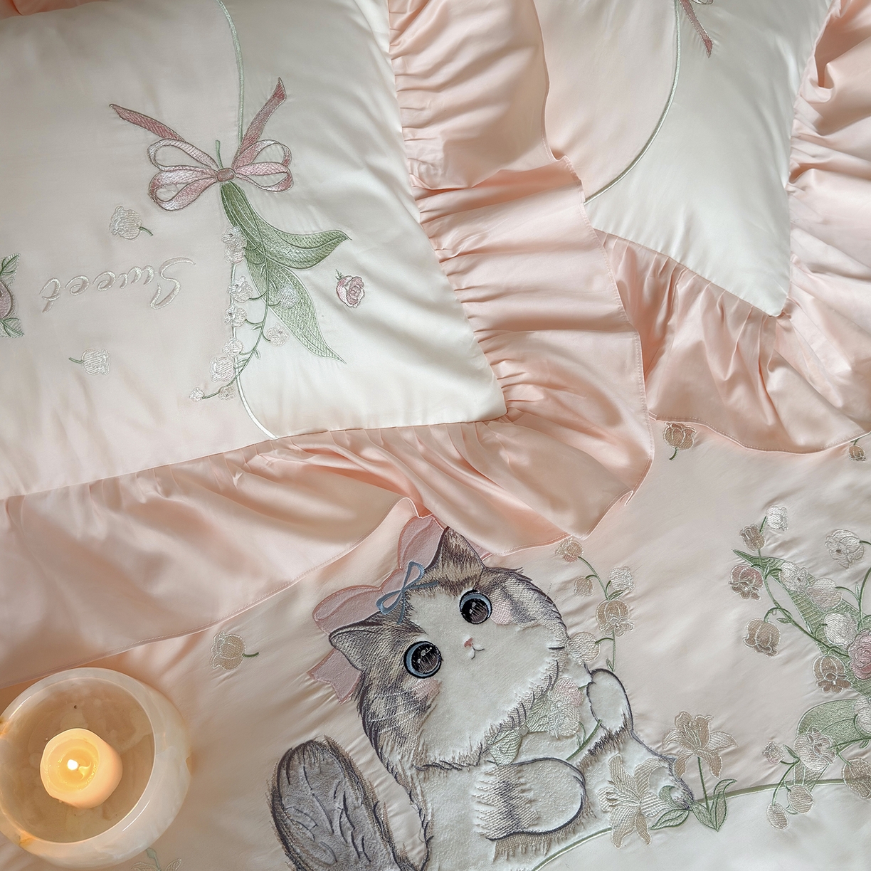 91家纺网 家纺一手货源 找家纺 （总）MIU缪家居 2026新款亲肤舒适100支全棉四件套-铃兰喵（基础控价431，券后控价388）