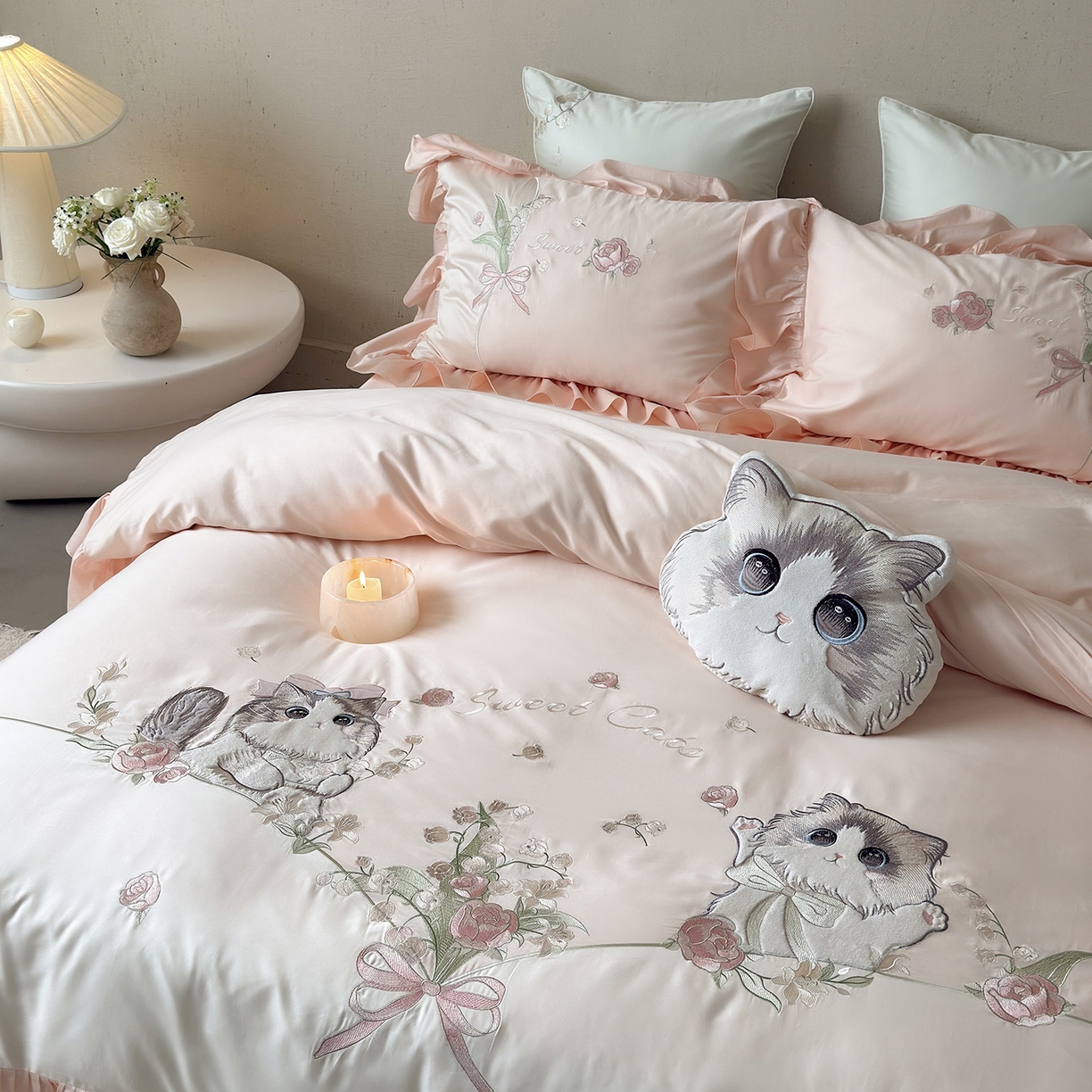 91家纺网 家纺一手货源 找家纺 （总）MIU缪家居 2026新款亲肤舒适100支全棉四件套-铃兰喵（基础控价431，券后控价388）