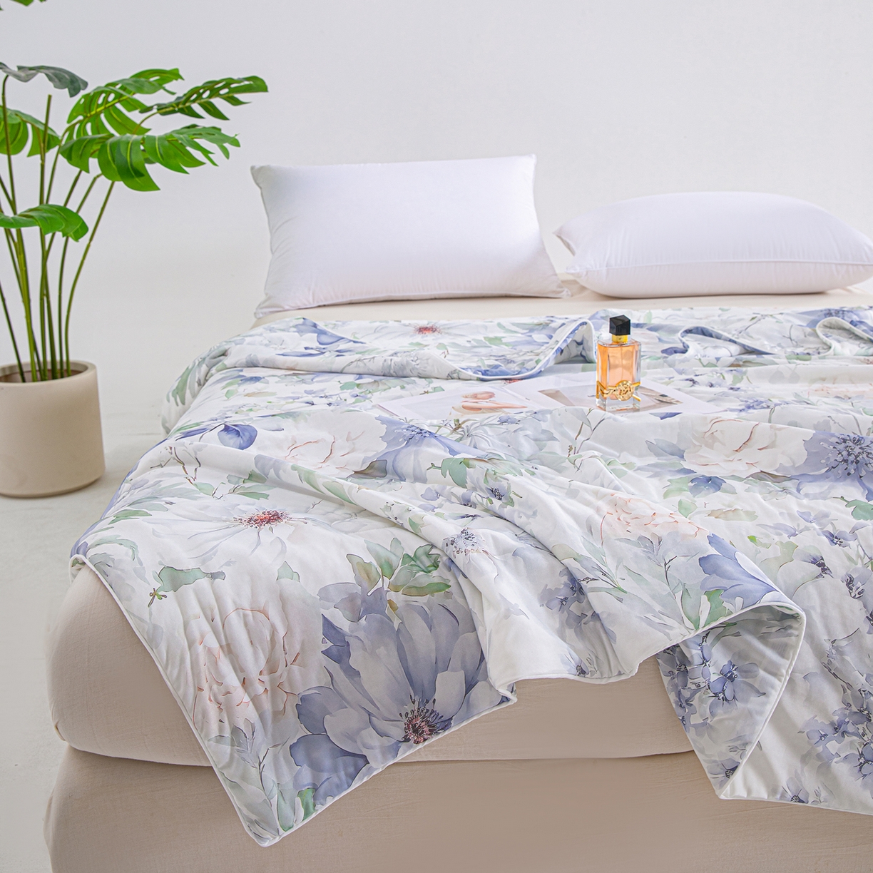 91家纺网 家纺一手货源 找家纺 芭芭棉家纺 2026新款凉感蚕丝夏被被子被芯 繁花